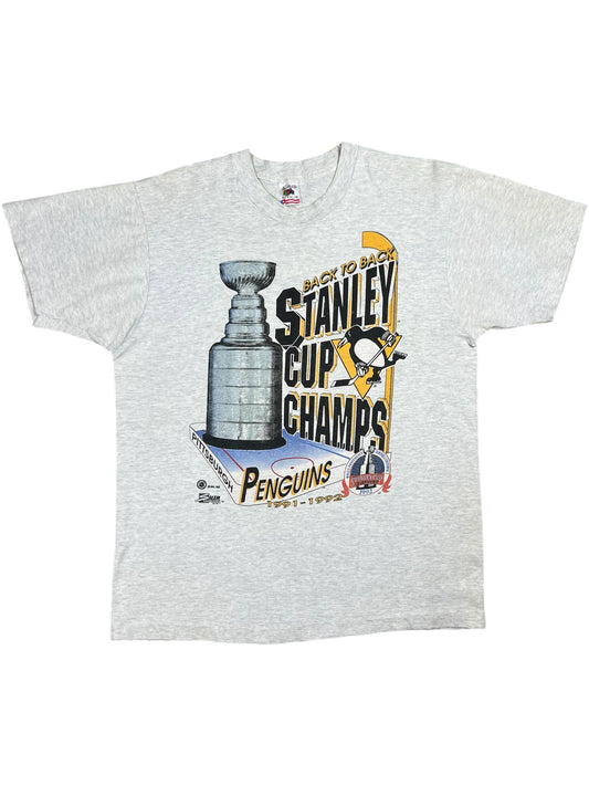 Vintage 1992 Pittsburgh Penguins back to back Stanley cup champs tee (L)