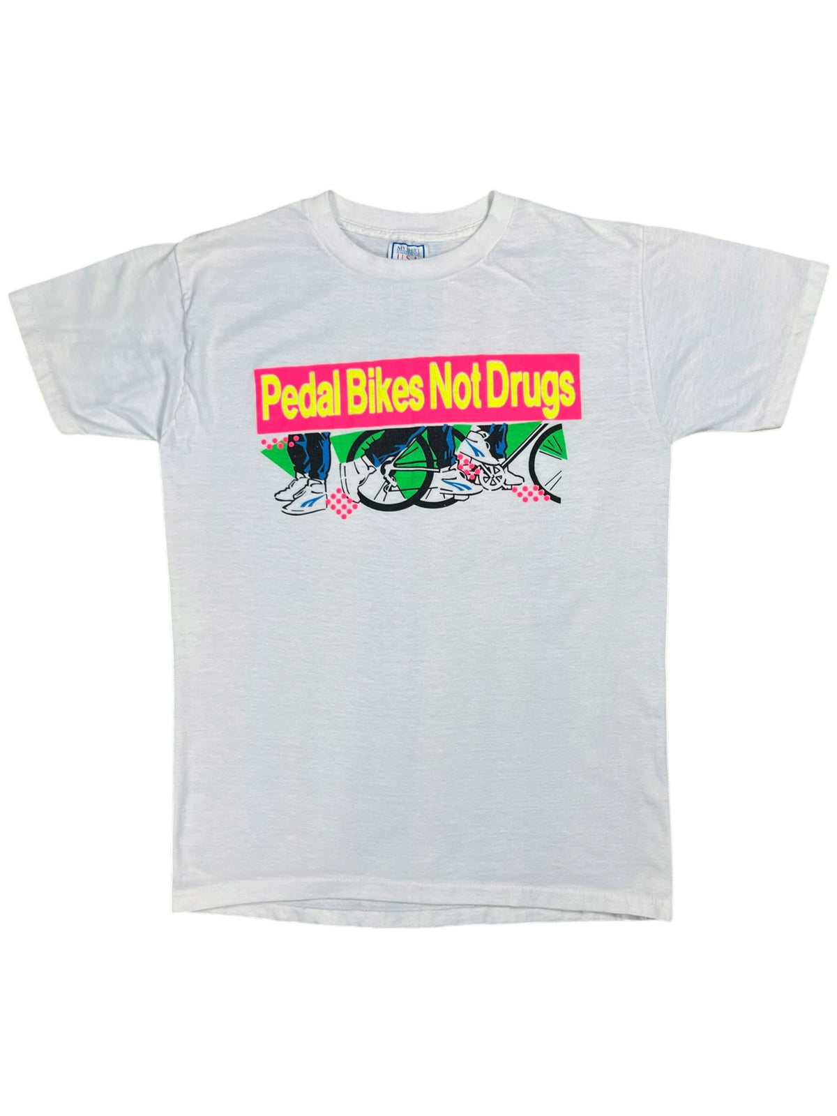 Vintage 80s Pedal Bikes Not Drugs art tee (M)