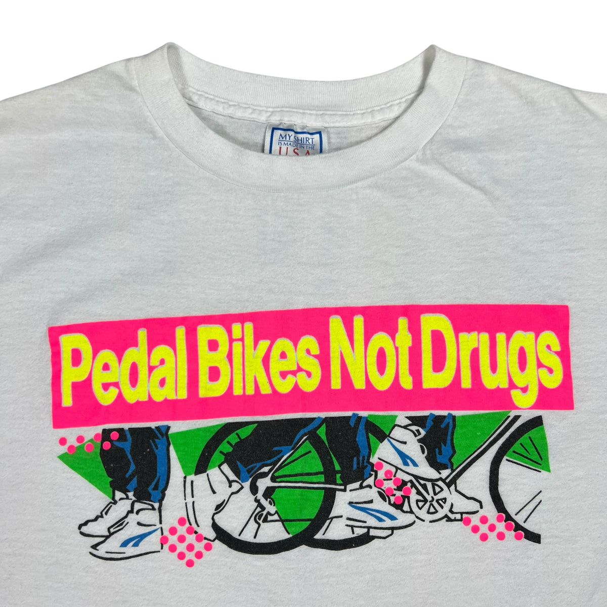 Vintage 80s Pedal Bikes Not Drugs art tee (M)