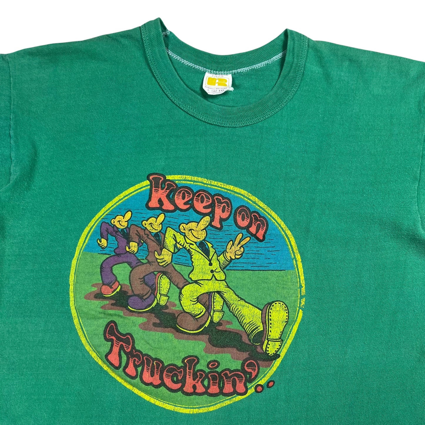 Vintage 1970s Robert Crumb Keep On Truckin’ faded tee (M)
