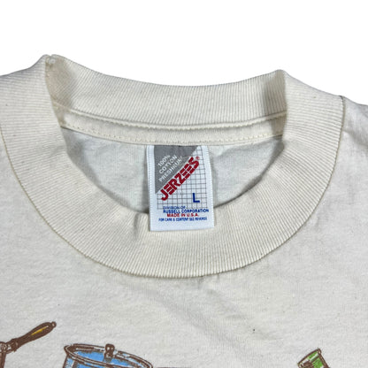 Vintage 90s Ah, Camping A Great excuse to eat beans and stop shaving all over print tee (L)