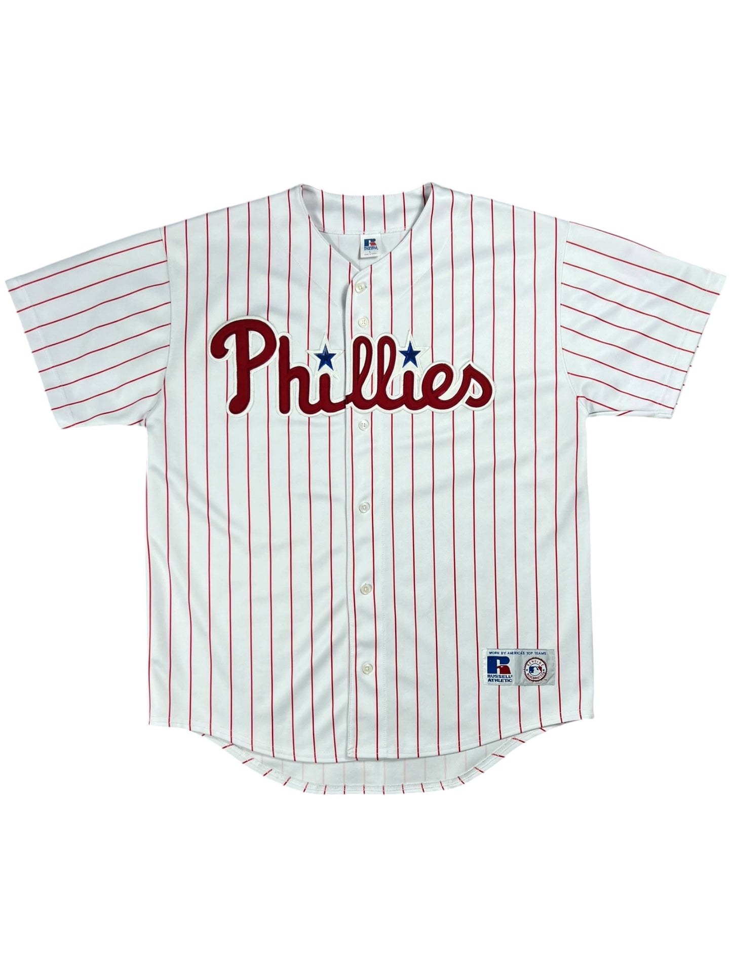 Vintage 90s Russell Athletic Philadelphia Phillies pin striped MLB jersey (L)