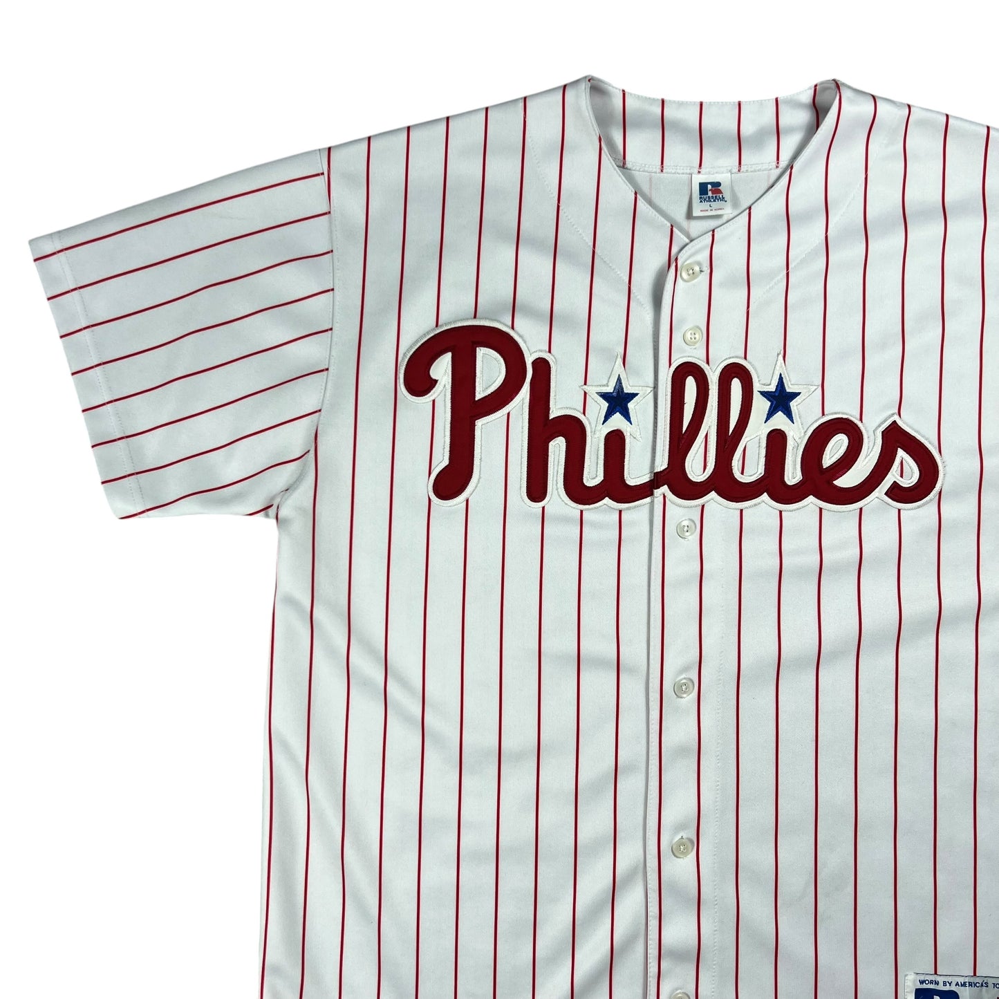 Vintage 90s Russell Athletic Philadelphia Phillies pin striped MLB jersey (L)