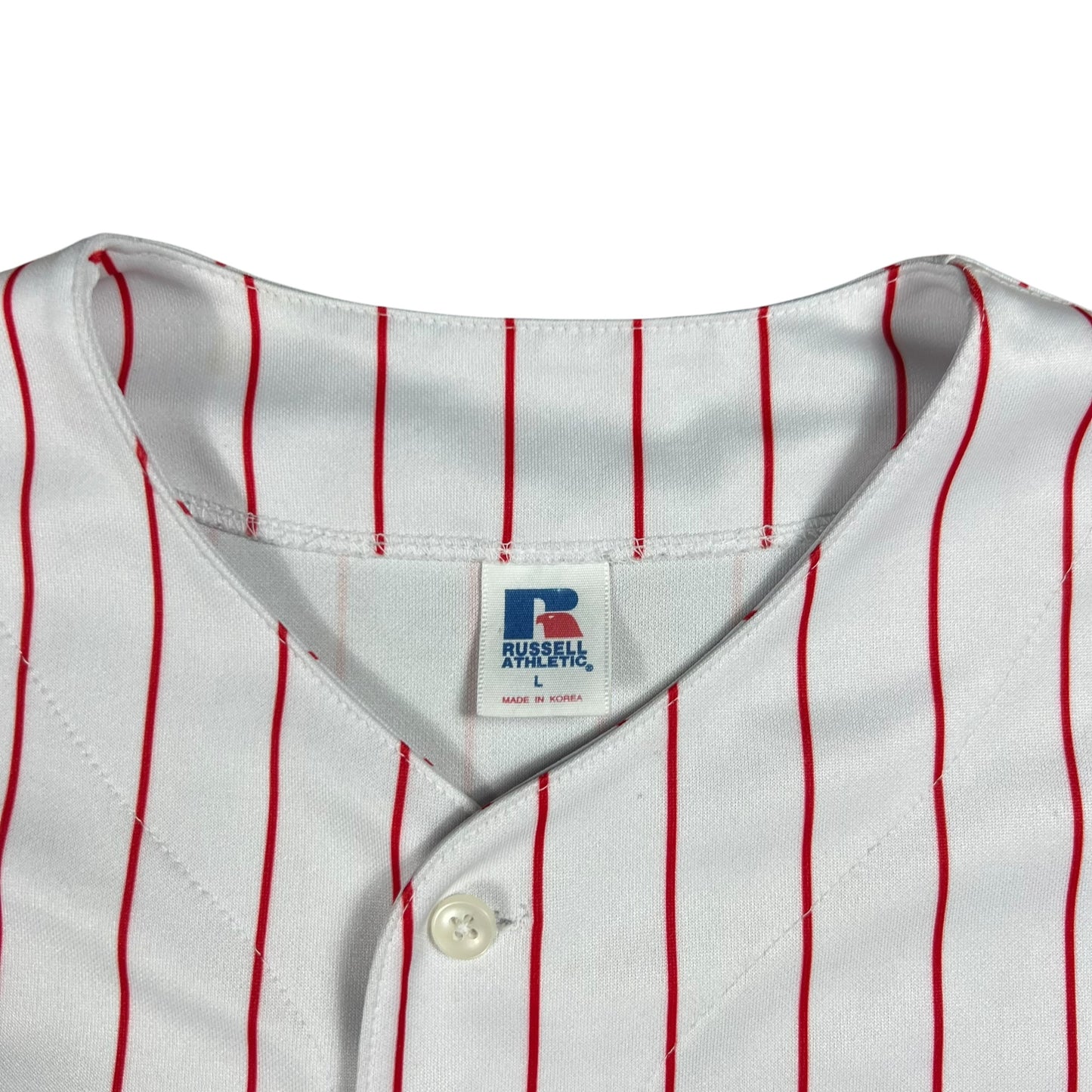 Vintage 90s Russell Athletic Philadelphia Phillies pin striped MLB jersey (L)