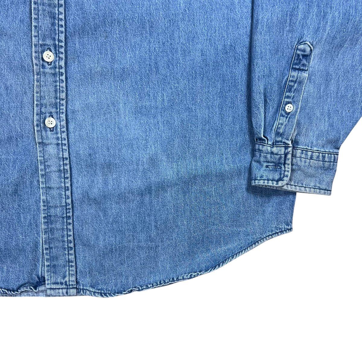 Vintage 90s J. Crew faded USA made denim button down shirt (XXL)