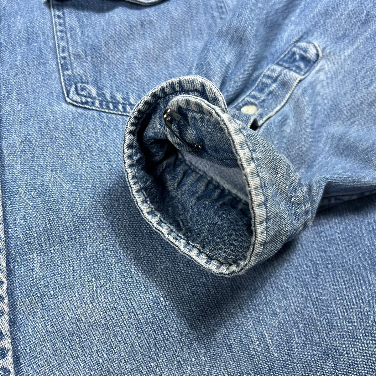 Vintage 90s J. Crew faded USA made denim button down shirt (XXL)