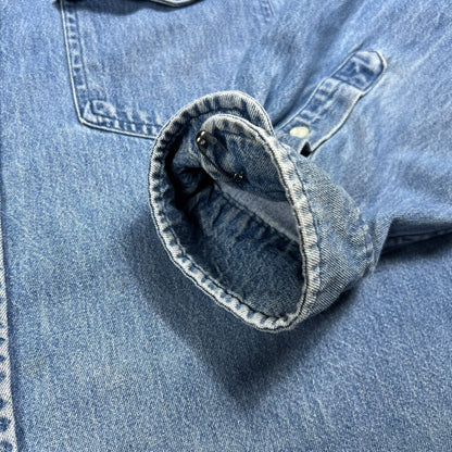 Vintage 90s J. Crew faded USA made denim button down shirt (XXL)