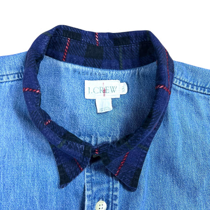 Vintage 90s J. Crew faded USA made denim button down shirt (XXL)