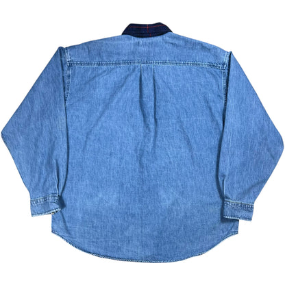 Vintage 90s J. Crew faded USA made denim button down shirt (XXL)