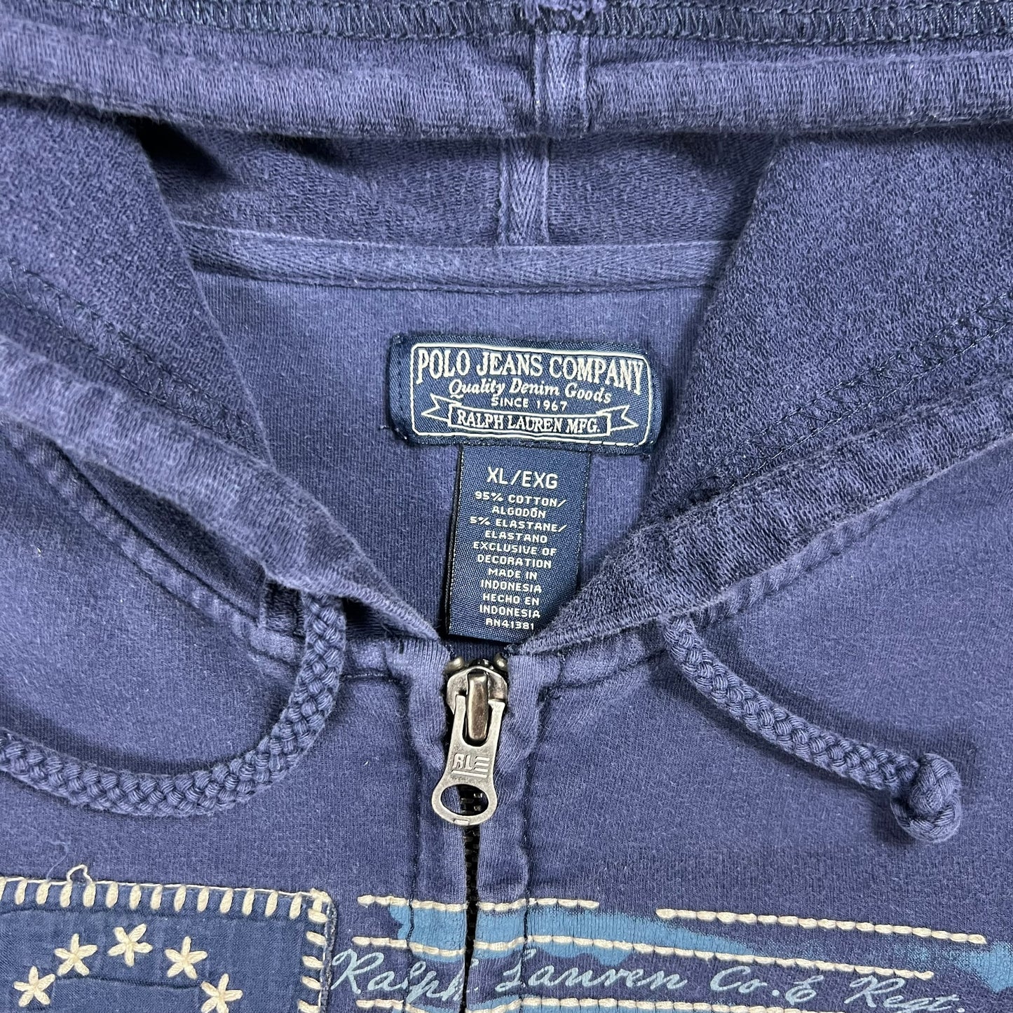 Vintage Y2K Polo Ralph Lauren Jeans Co. women’s USA flag zip up hoodie (XL)