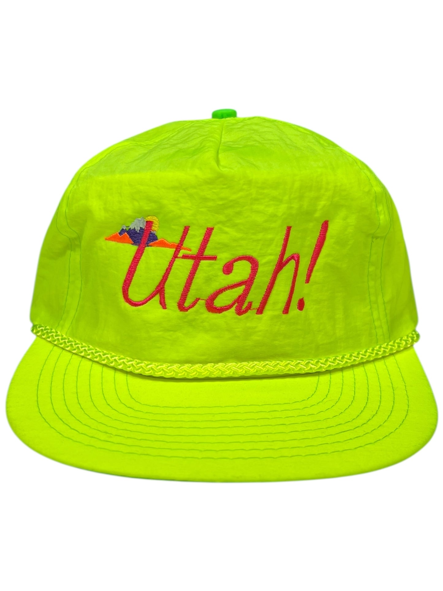 Vintage 90s UTAH! nylon hi vis StrapBack hat DS NWOT
