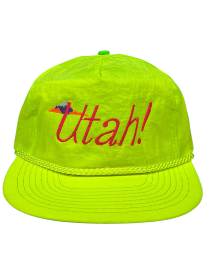 Vintage 90s UTAH! nylon hi vis StrapBack hat DS NWOT