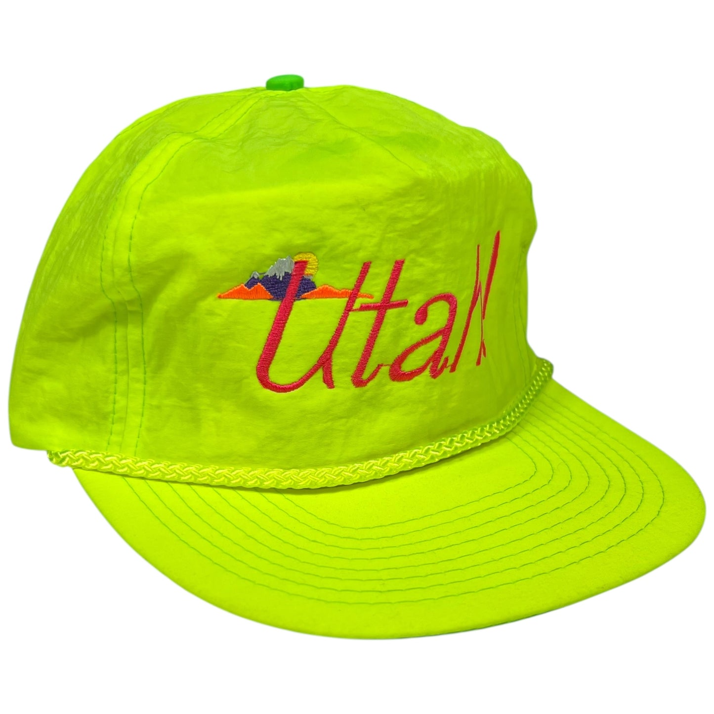 Vintage 90s UTAH! nylon hi vis StrapBack hat DS NWOT
