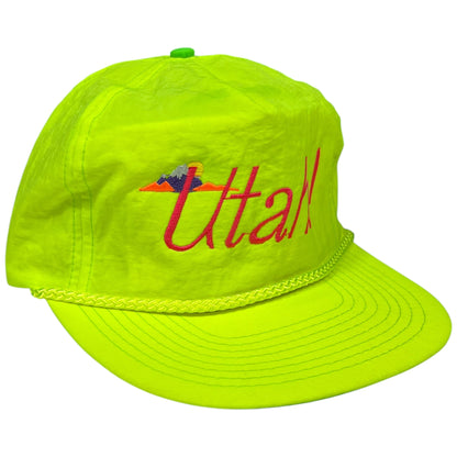 Vintage 90s UTAH! nylon hi vis StrapBack hat DS NWOT