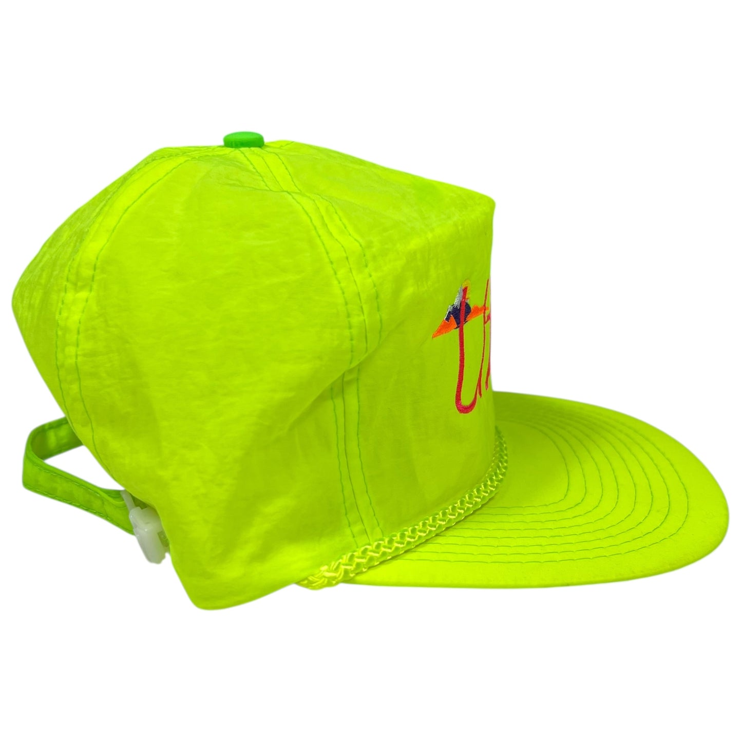 Vintage 90s UTAH! nylon hi vis StrapBack hat DS NWOT
