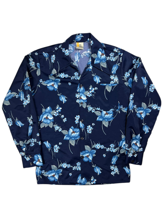 Vintage 80s Paul Howard Hawaiian long sleeve silky blend button up shirt (M)