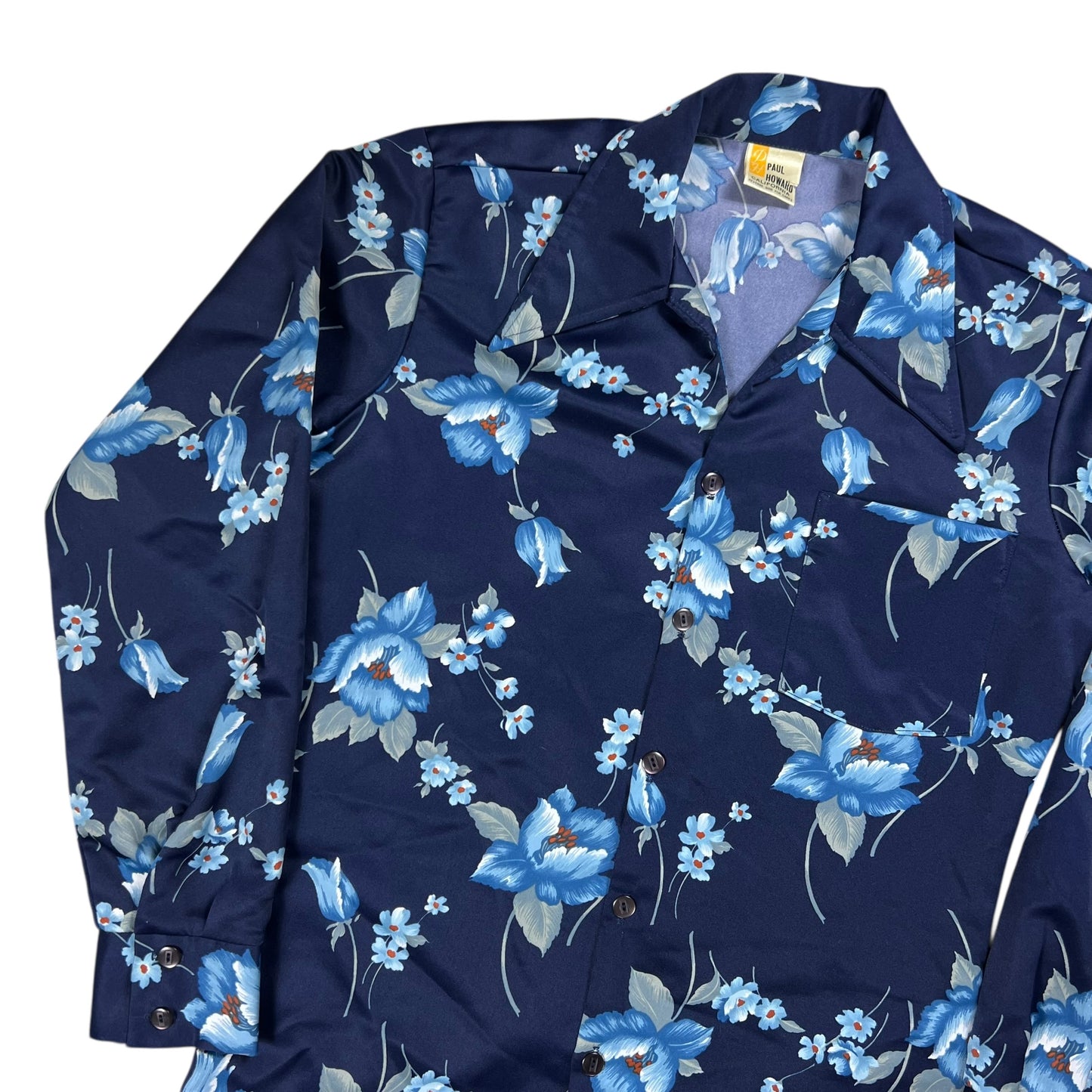 Vintage 80s Paul Howard Hawaiian long sleeve silky blend button up shirt (M)