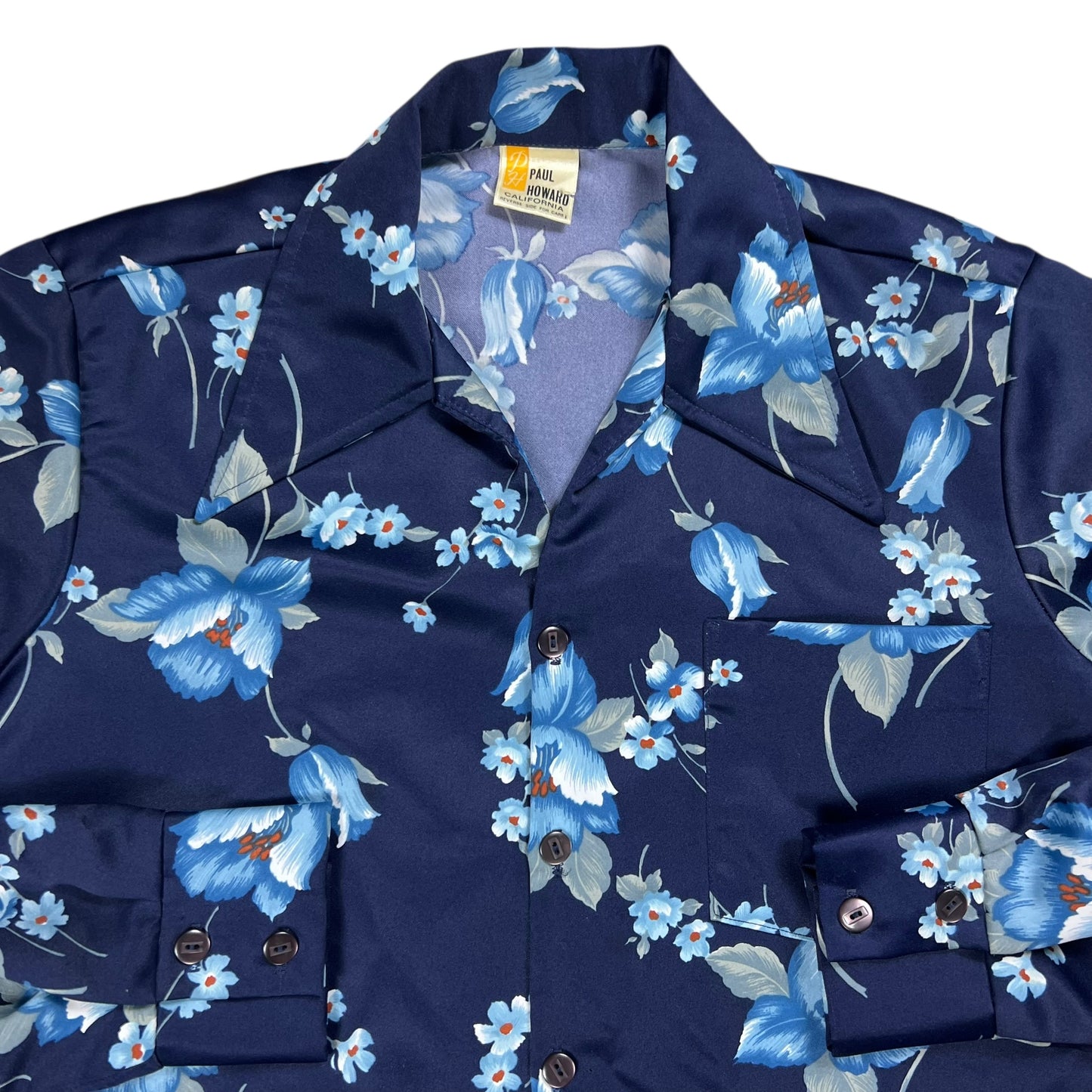 Vintage 80s Paul Howard Hawaiian long sleeve silky blend button up shirt (M)