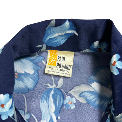 Vintage 80s Paul Howard Hawaiian long sleeve silky blend button up shirt (M)