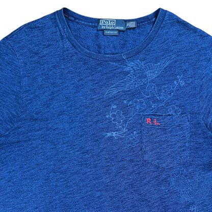 Vintage Y2K Polo Ralph Lauren RL cranes patch navy faded tee (M)