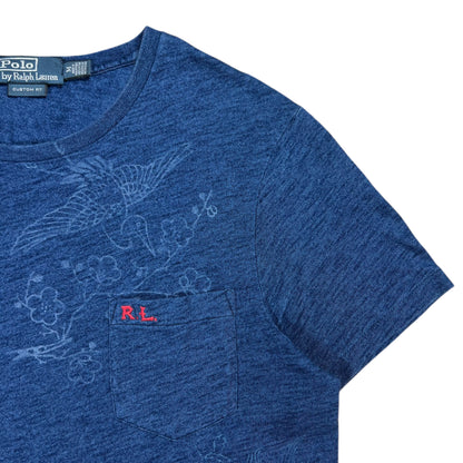 Vintage Y2K Polo Ralph Lauren RL cranes patch navy faded tee (M)