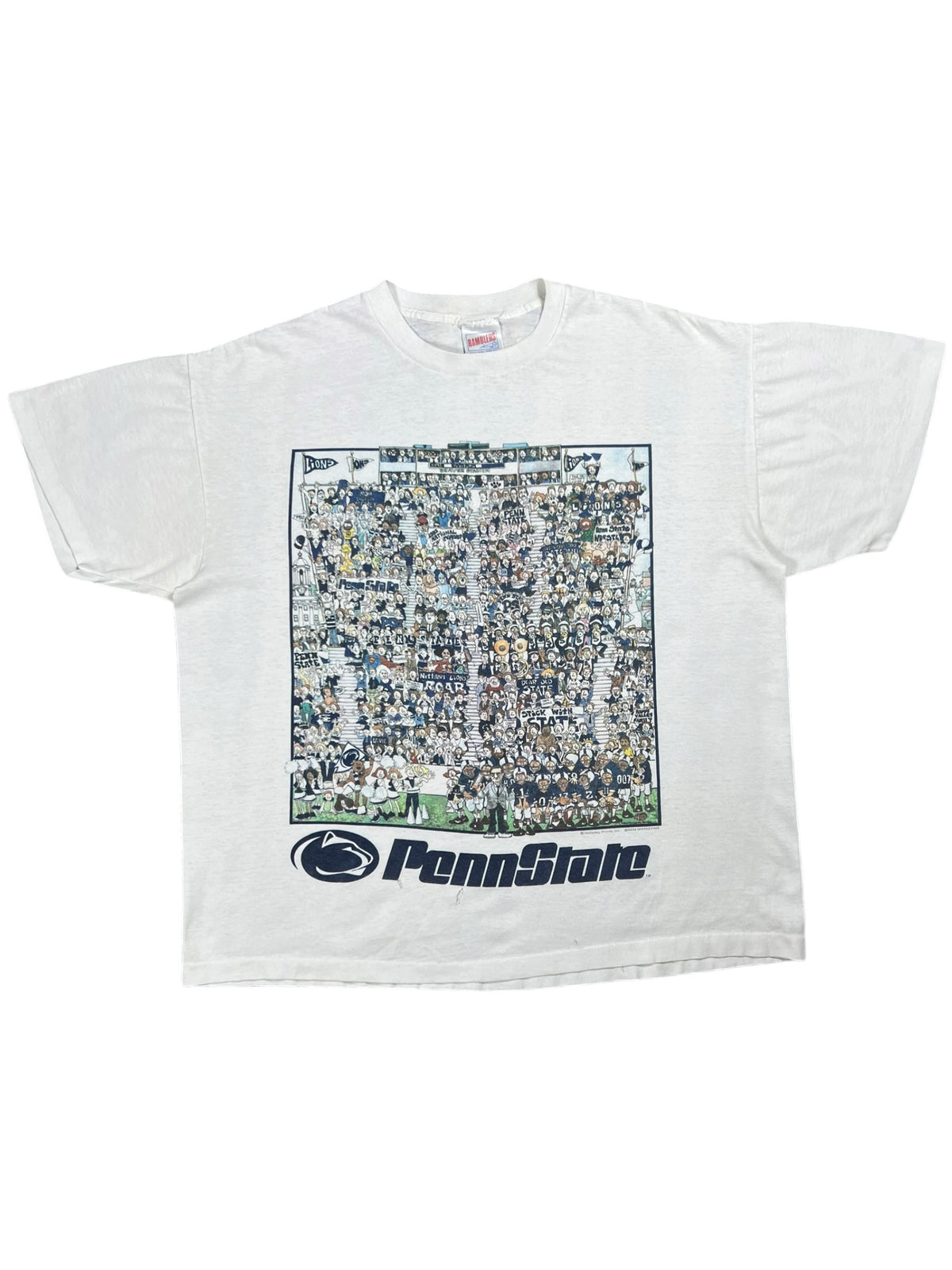 Vintage 90s Penn State University Nittany Lions fans art caricature tee (XL)