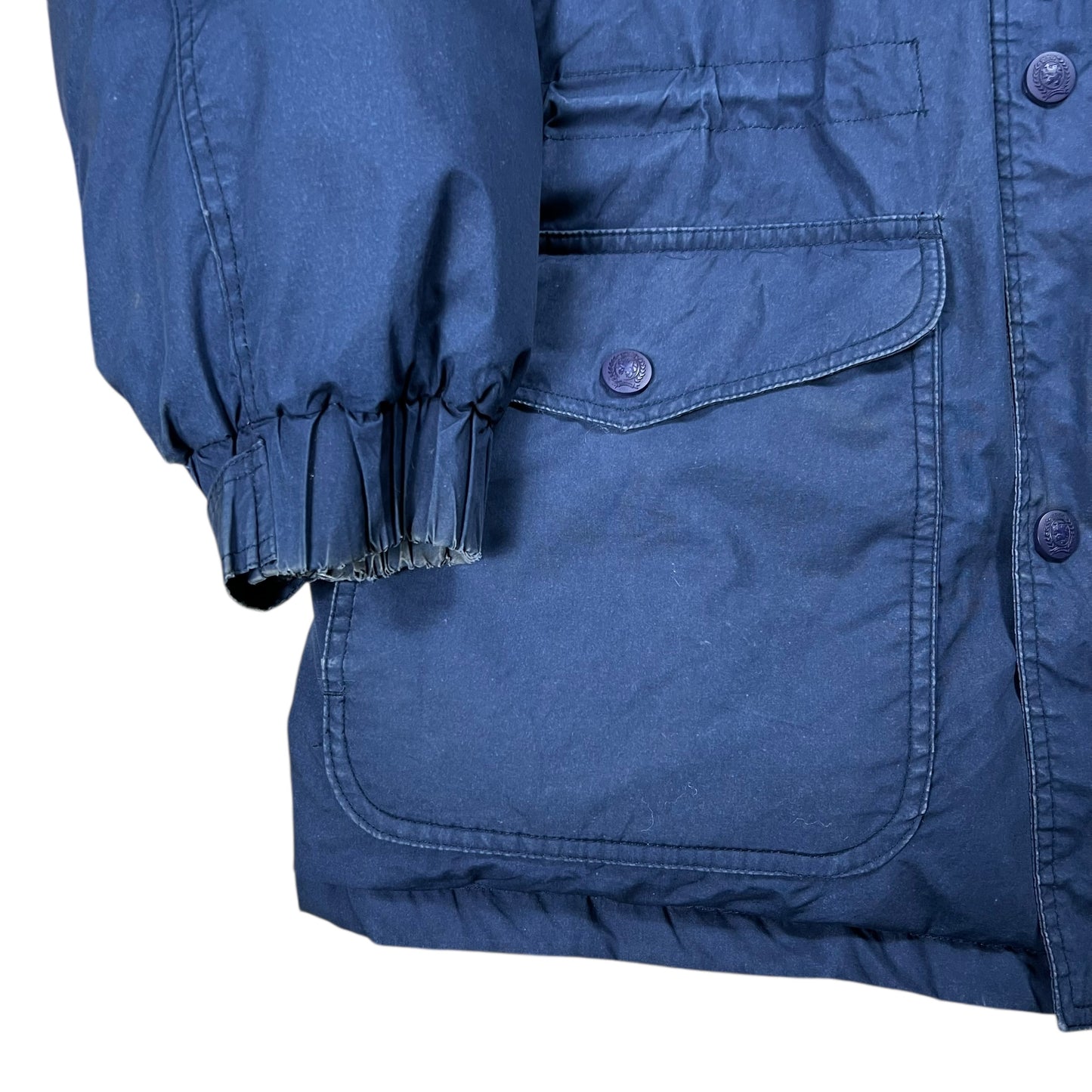 Vintage 90s Tommy Hilfiger fur hood mini patch jacket (M)
