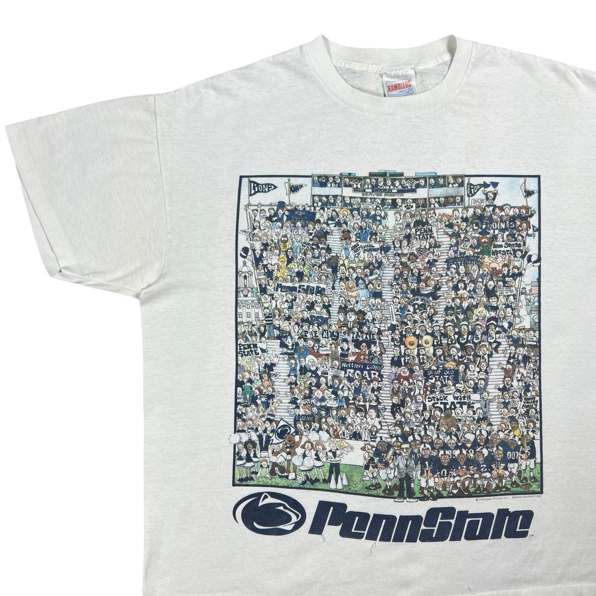 Vintage 90s Penn State University Nittany Lions fans art caricature tee (XL)