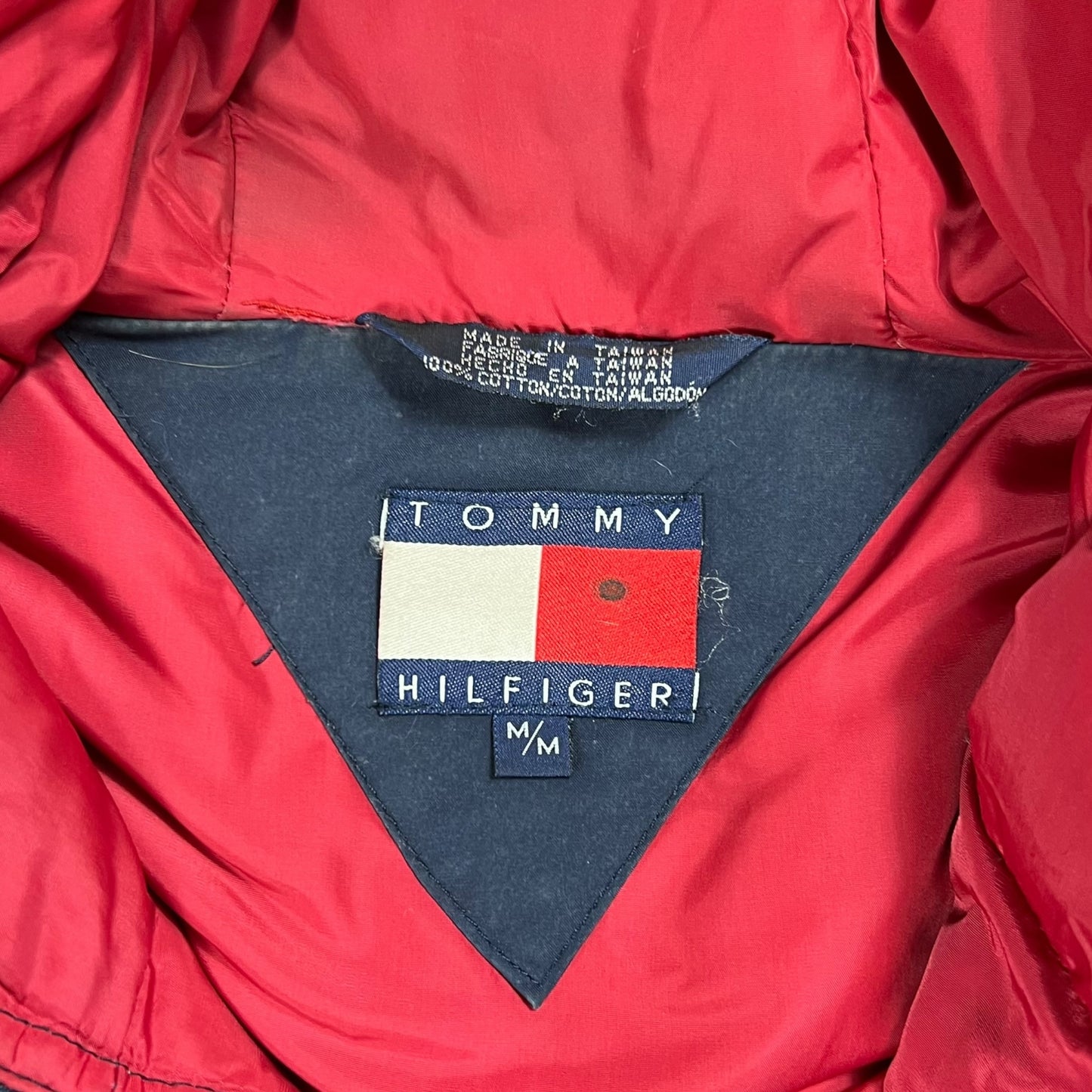 Vintage 90s Tommy Hilfiger fur hood mini patch jacket (M)