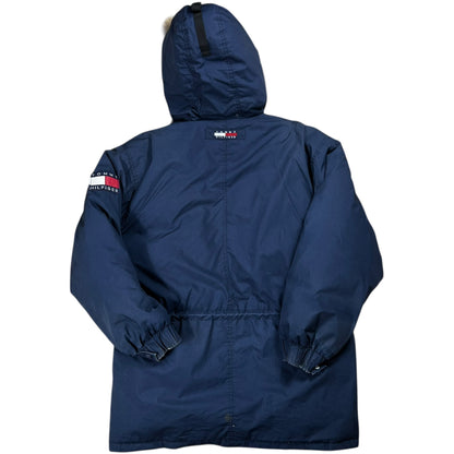 Vintage 90s Tommy Hilfiger fur hood mini patch jacket (M)