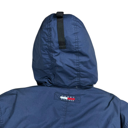 Vintage 90s Tommy Hilfiger fur hood mini patch jacket (M)