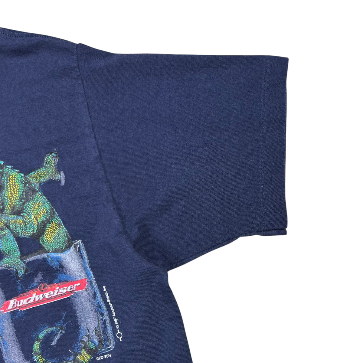 Vintage 1997 Budweiser Lizard We Could Have Been Huge beer tee (L)