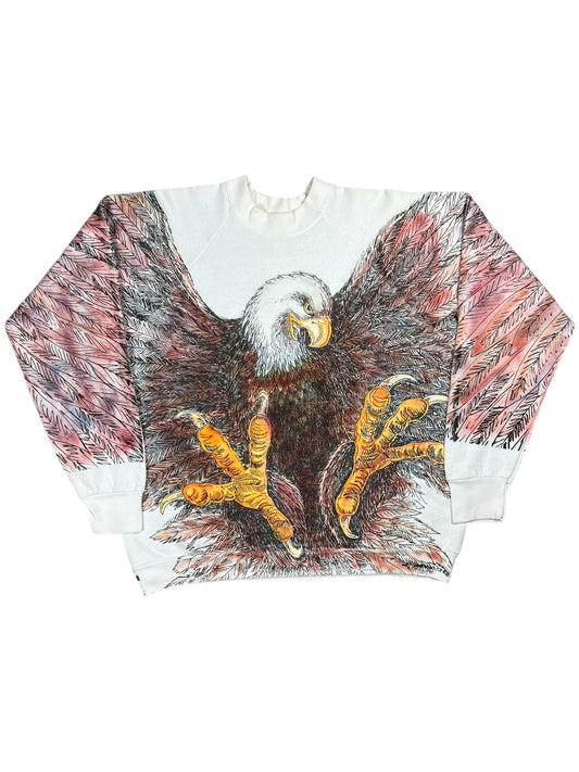 Vintage 90s Bald Eagle all over print crewneck (L)