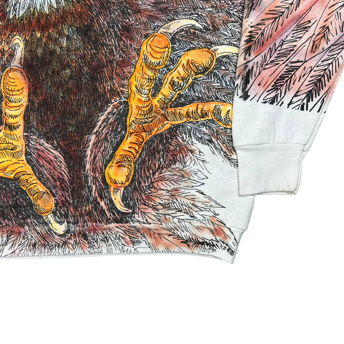 Vintage 90s Bald Eagle all over print crewneck (L)