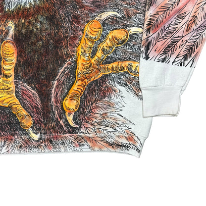 Vintage 90s Bald Eagle all over print crewneck (L)