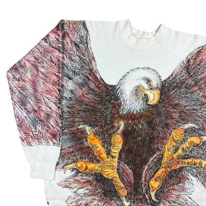 Vintage 90s Bald Eagle all over print crewneck (L)