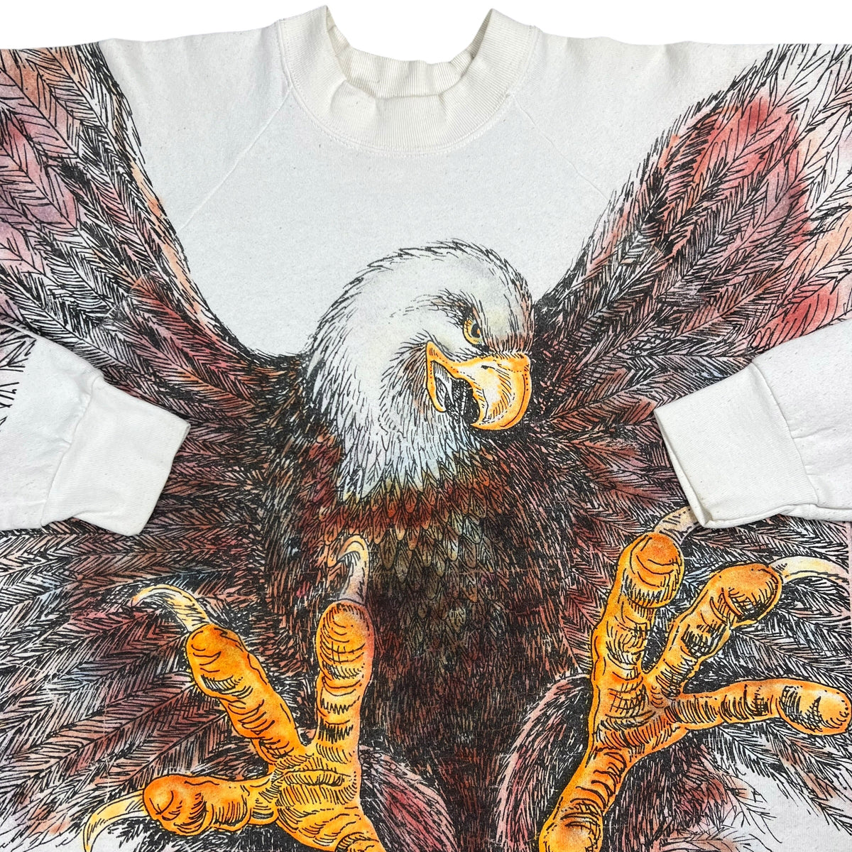 Vintage 90s Bald Eagle all over print crewneck (L)