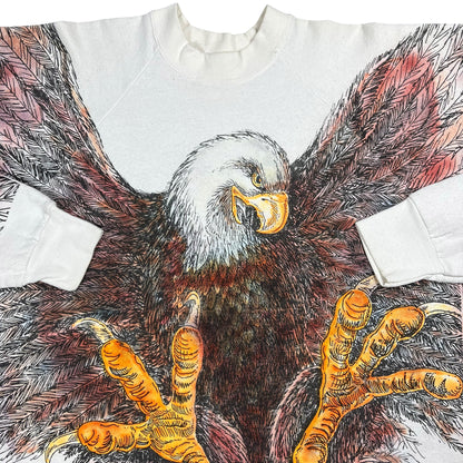 Vintage 90s Bald Eagle all over print crewneck (L)