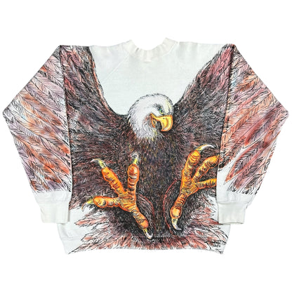 Vintage 90s Bald Eagle all over print crewneck (L)