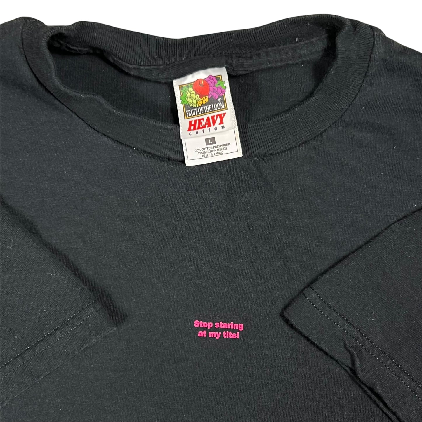Vintage 90s Stop staring at my tits raunchy tee (L)