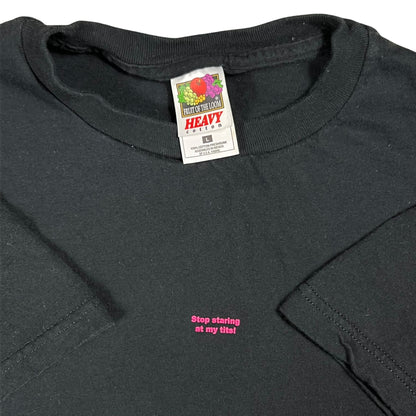 Vintage 90s Stop staring at my tits raunchy tee (L)
