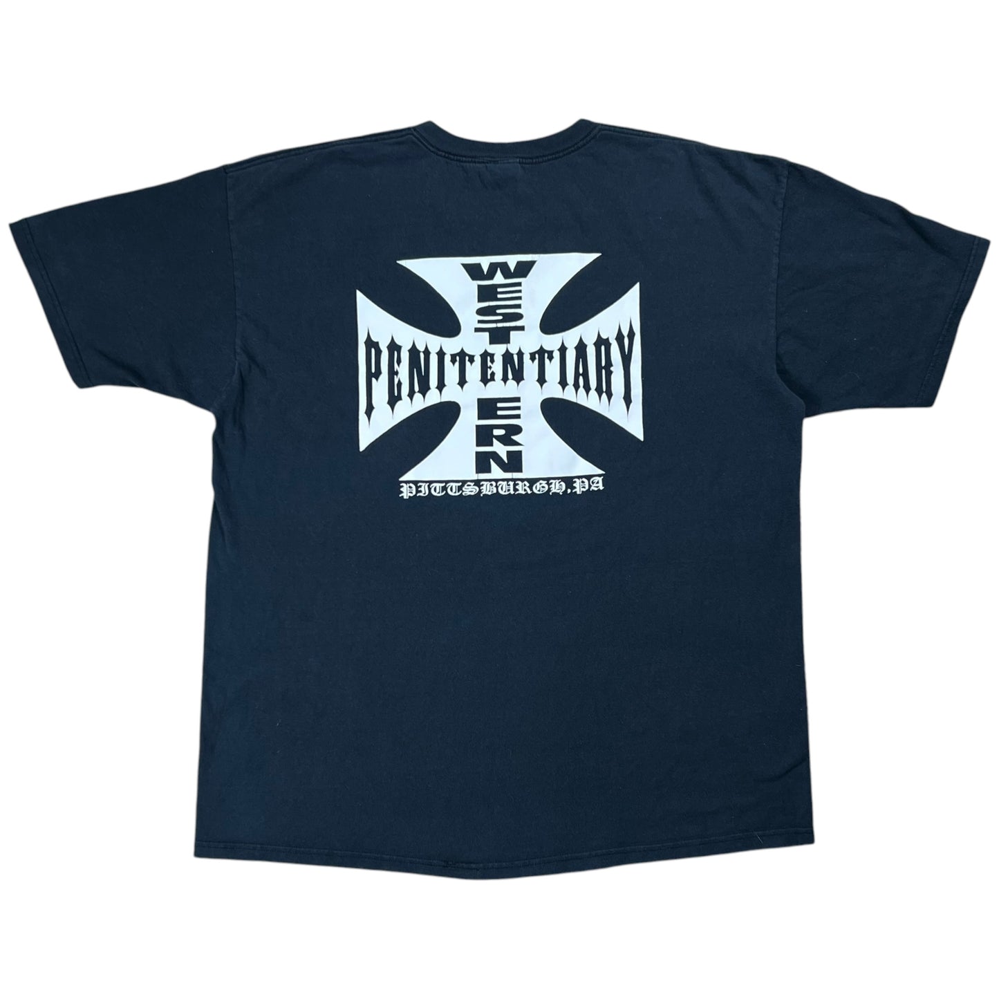 Vintage Y2K Western Penitentiary Pittsburgh PA West Coast Choppers parody faded tee (XL)