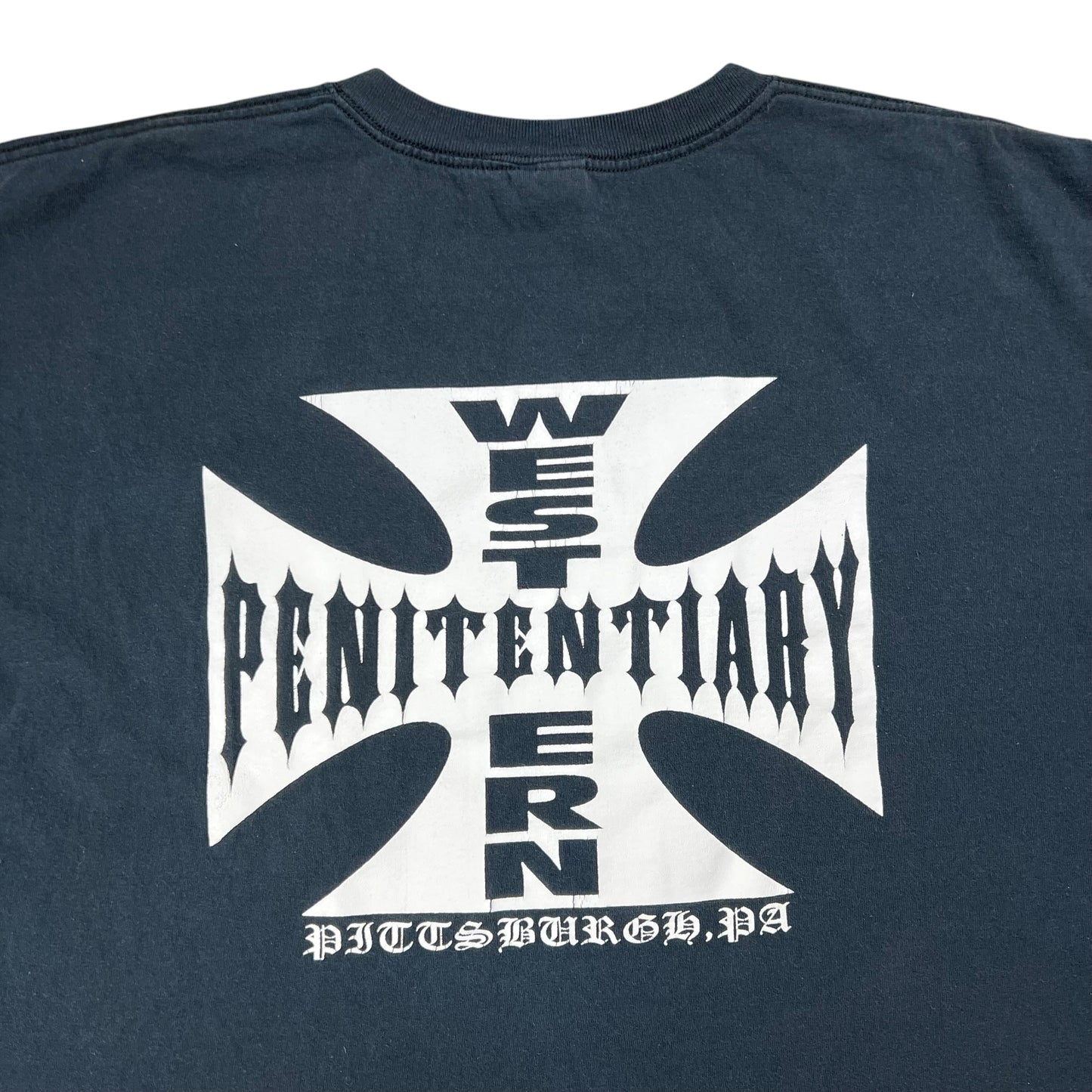 Vintage Y2K Western Penitentiary Pittsburgh PA West Coast Choppers parody faded tee (XL)
