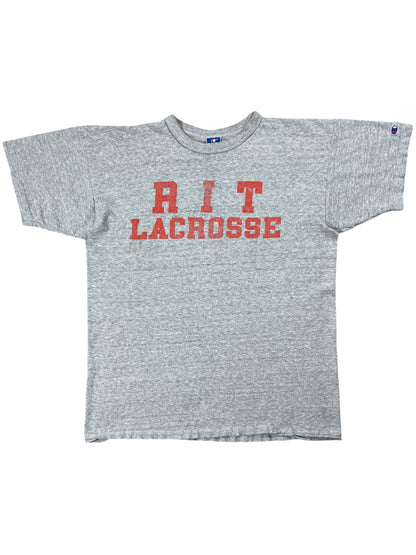 Vintage 90s Champion RIT Lacrosse faded Heather grey tee (L)
