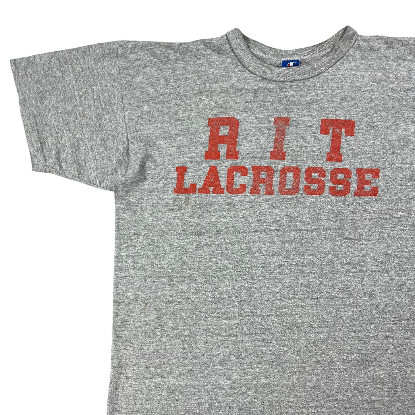 Vintage 90s Champion RIT Lacrosse faded Heather grey tee (L)