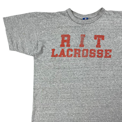 Vintage 90s Champion RIT Lacrosse faded Heather grey tee (L)