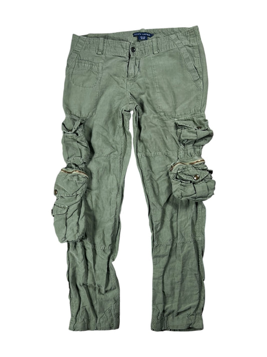 Vintage Y2K Ralph Lauren linen silk military style women’s multi pocket cargo pants (33x30)