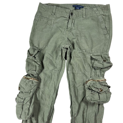 Vintage Y2K Ralph Lauren linen silk military style women’s multi pocket cargo pants (33x30)