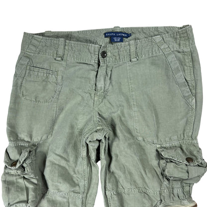 Vintage Y2K Ralph Lauren linen silk military style women’s multi pocket cargo pants (33x30)