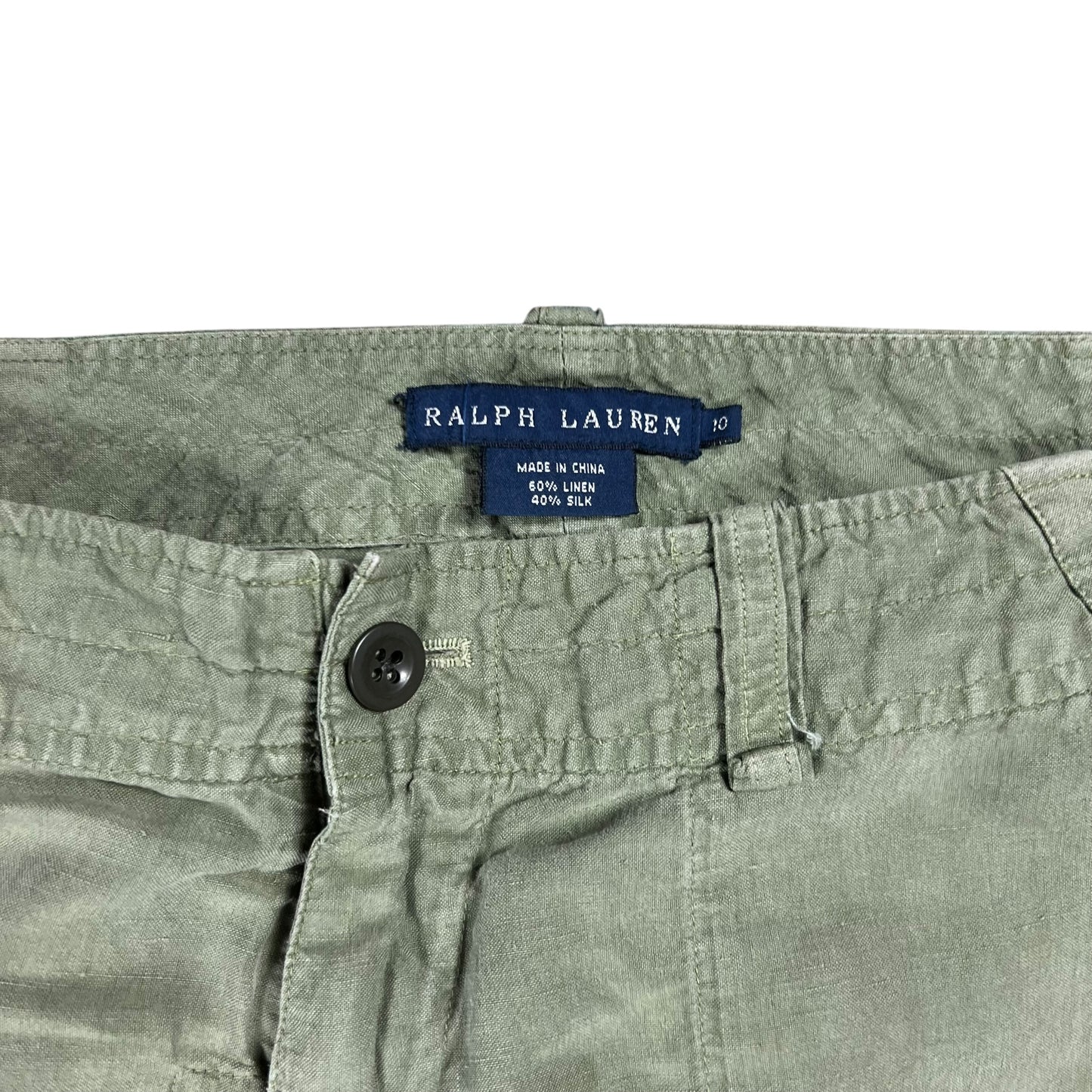 Vintage Y2K Ralph Lauren linen silk military style women’s multi pocket cargo pants (33x30)